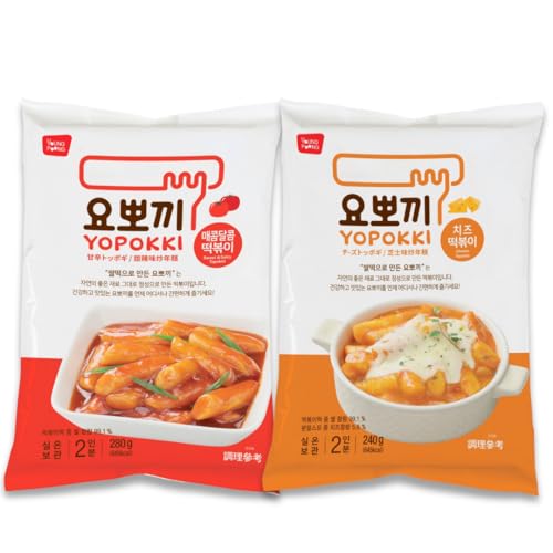 Yopokki Instant Tteokbokki Rice Cakes Korean, Topokki Pack - Great with Cheese and Ramen Noodles, Korean Snacks for College Dorm, Korean Food Meal Kit, Pack of 2 (2 Pack Combo, 2 Packs)